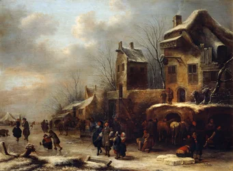 Schaatsbaan op een rivier, 1665