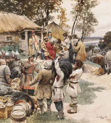Poliudie belastinginning. Igor van Kiev eist belasting van de Drevlyans, 1903