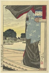 Gezicht op Matsuchiyama vanaf de Sumida rivier