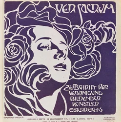 Cover voor het 4e nummer in 1899 van Ver Sacrum, het tijdschrift van de kunstenaars van de Art Nouveau Sezession beweging ...