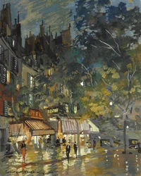Café in Parijs bij nacht