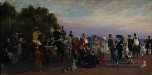 Op de landtong van eiland Strelka, 1870s
