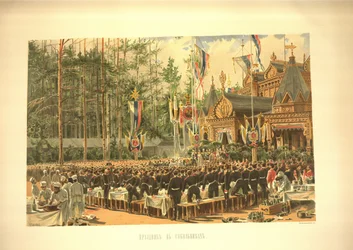 Het kroningsfeestmaal in Sokolniki, uit het Kroningsalbum, 1883