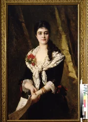 Portret van de zangeres A. Panaeva Kartseva als Tatjana in de opera Jevgeni Onegin van P. Tsjaikovski