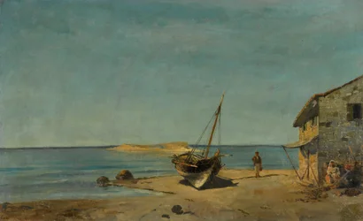 Het huis van de visser op het strand