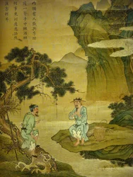Gesprek tussen een visser en een houthakker (detail)