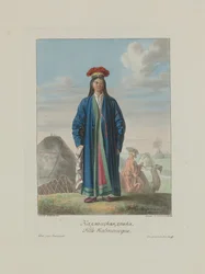 Kalmyk meisje. Uit Les peuples de la Russie, 1812