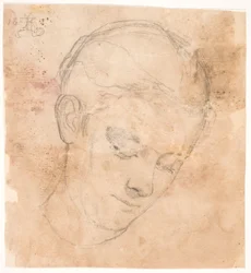 De zus van de kunstenaar Elizabeth. 3/4 profiel naar rechts