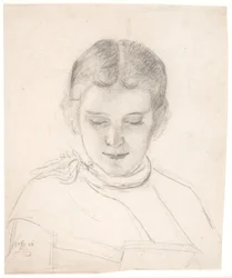 De zus van de kunstenaar, Elizabeth Zahrtmann, lezend