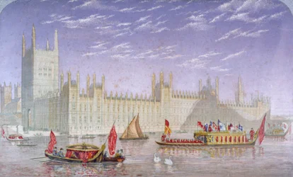 Het Paleis van Westminster, Londen, ca. 1850