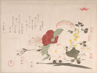 Lenteregenverzameling (Harusame shū), deel 2: Snijbloemen: clematis, struikklaver, iris, camelia en azalea