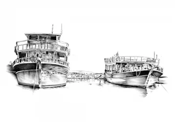 Schets van Harbor Boats