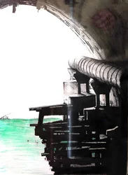 Industriële boog over het water