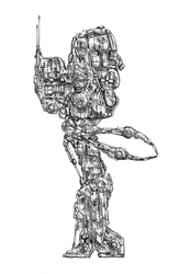 Gedetailleerd cyborgfiguur