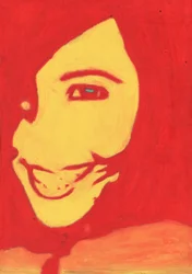 Rode popart-glimlach