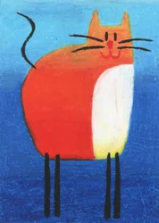 Lachende oranje kat