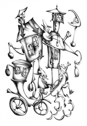 Surrealistische sprookjesachtige tekening, schets 18