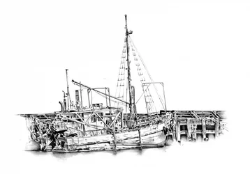 Verweerde vissersboot