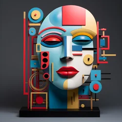 3D-sculptuur van een mooi menselijk gezicht 2