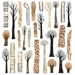 Boomstamsecties, boho-clipart, boho-tekenpatroon, boho-stam 2