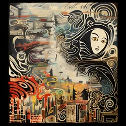 Kunstwerk van een zwarte vrouw in een roze houten lijst, die verkondigt dat ze sterk is