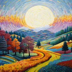 Landschap met bomen en heuvels 3