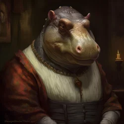 Portret van een oude republikeinse vrouwelijke nijlpaard 1