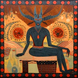 de duivel lucifer leunt achterover in een duivels paleis 2