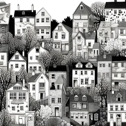 een zwart-wit beeld van de huizen 2