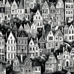 een zwart-wit beeld van de huizen 3