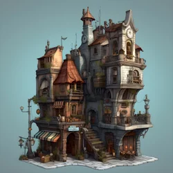 een stadsblok met gebouw en stenen trap 1