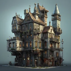 een stadsblok met gebouw en stenen trap 3