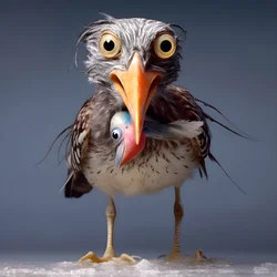 een strandloper houdt een vis vast