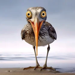 een strandloper houdt een vis vast