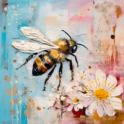 Een bijen-illustratie in pastel-impasto-olietechniek 2
