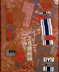 Wit carnaval. Collage door Kurt Schwitters (1887-1948) 1946. Privécollectie