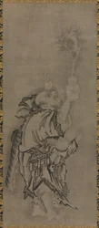 Hotei met Daoïstische onsterfelijken: Onsterfelijke met kalebas en draak