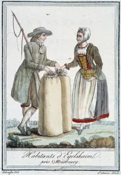 Inwoners van Egelshaïm, nabij Straatsburg - in "Encyclopedie van Reizen" door J. Grasset St Sauveur, Deron, Parijs