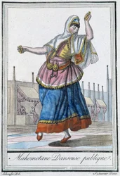 Mohammedaanse publieke danseres - in "Encyclopédie des voyages" door J. Grasset St Sauveur, ed. Deroy, Parijs