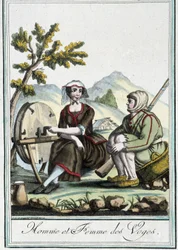 Man en vrouw uit de Vogezen - in "Encyclopédie des voyages" door J. Grasset St Sauveur, Deron, Parijs