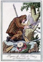 Boer van het Eiland Corsica in hinderlaag - in "Encyclopédie des voyages" door J. Grasset St Sauveur, Deron, Parijs
