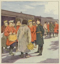 Stop van een trein met reservisten in Mantsjoerije