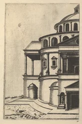 Gedeeltelijk uitzicht op een gebouw [Templum Isaiae Prophetae] uit de serie 