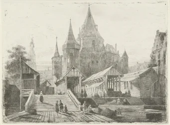 Gezicht op de Nieuwmarkt te Amsterdam