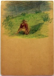 Zonder titel (Man zittend op weide)