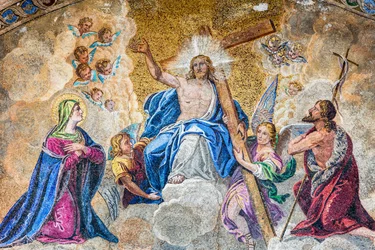 Christus in glorie tussen de Maagd Maria en Johannes de Doper (detail)