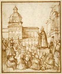 St. Marcus predikend op het plein