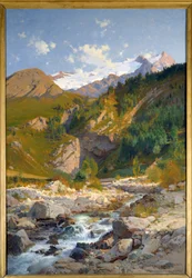 De stroom bij Chavalchere, Tabuchet-gletsjer en de Meije-berglandschap