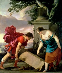 Theseus en zijn moeder Aethra, ca. 1635-36