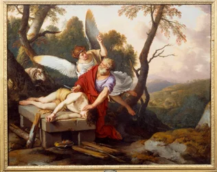 Abraham offert zijn zoon Isaak, schilderij van Laurent de La Hyre (1606-1656), 1650, Reims, Museum Saint-Denis